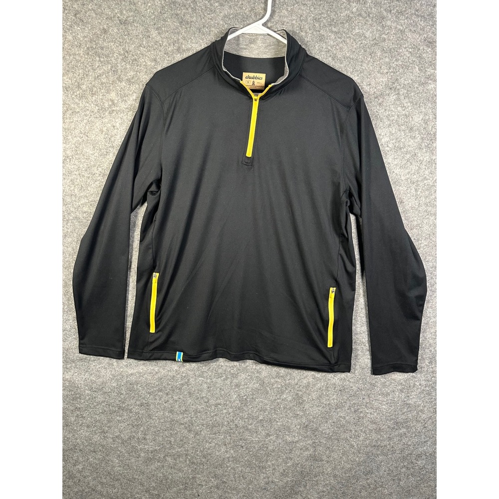 Chubbies Mens Small Black‎ Yellow Quarter Zip Pullover Performance Jacket S